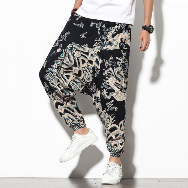 Summer Bohemian Loose Wide-leg Elephant Flower Beach Trousers